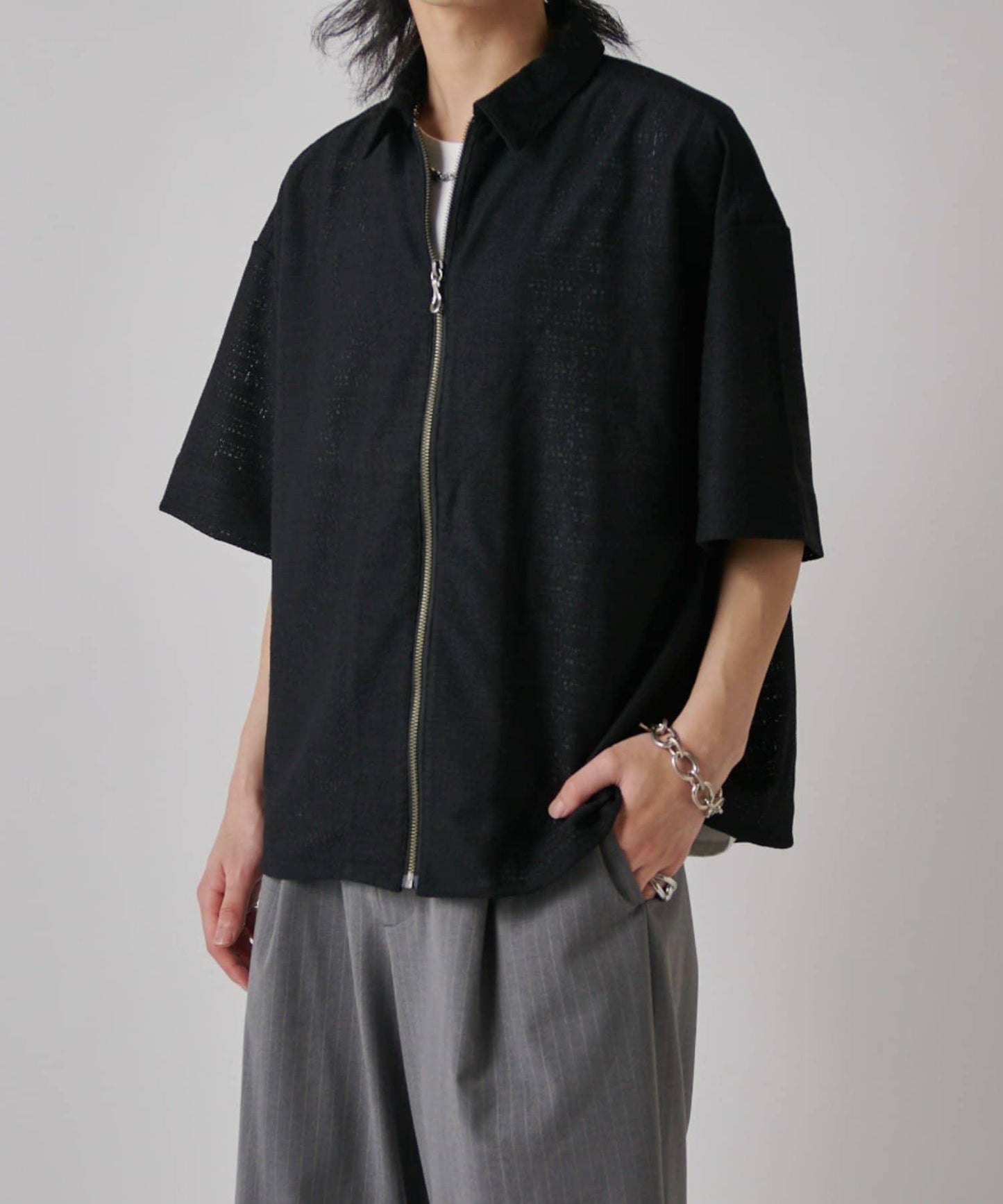 S/S ZIP 蕾絲襯衫