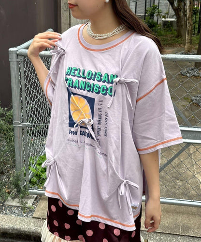 HELLO.SANFRANCISCO/ハローサンフランシスコ 褶襉蝴蝶結印花 短袖T恤
