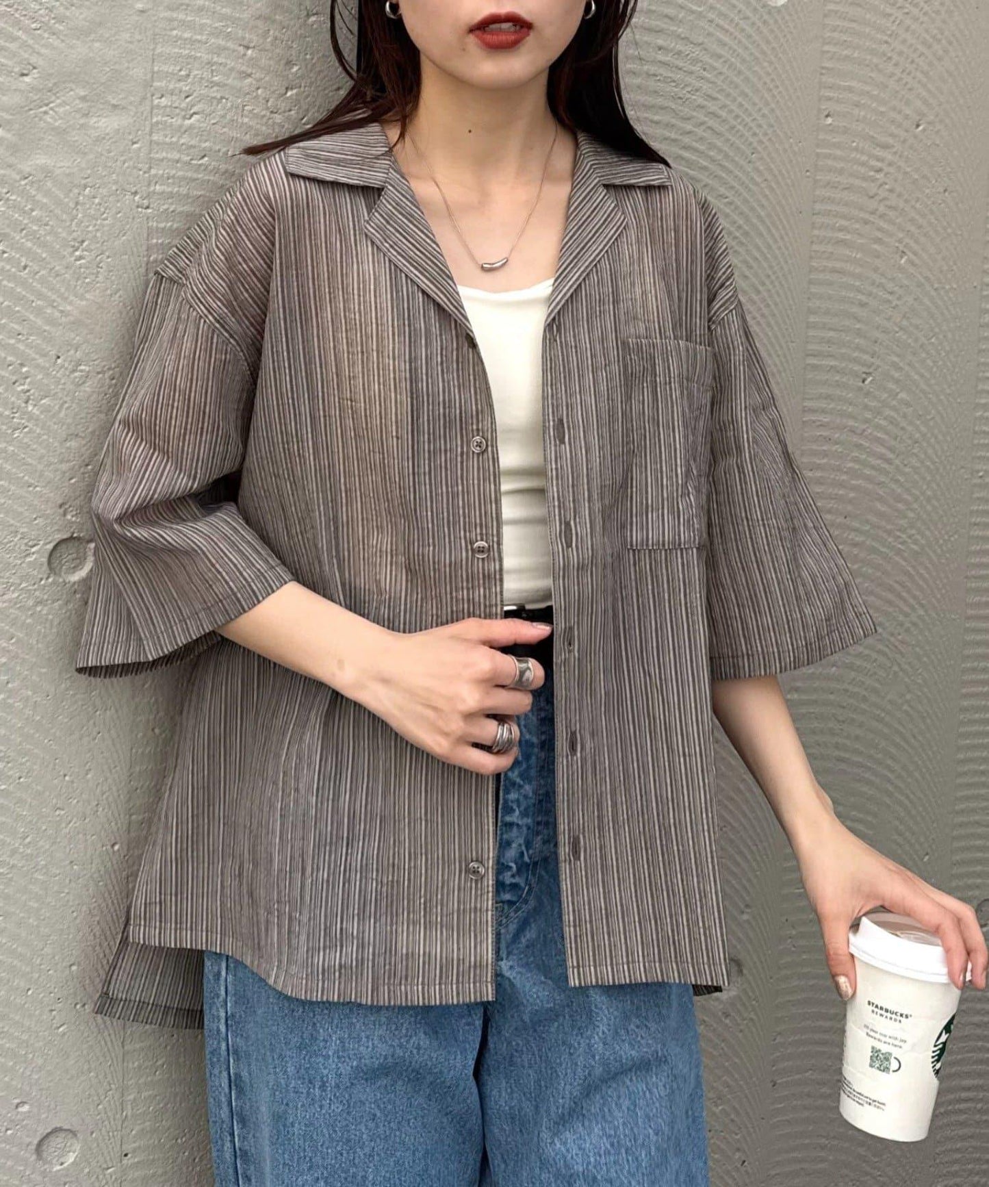 UNISEX 透感開領襯衫