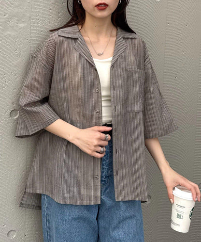 UNISEX 透感開領襯衫