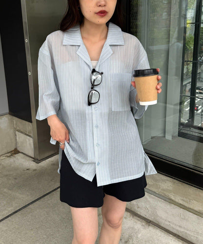 UNISEX 透感開領襯衫