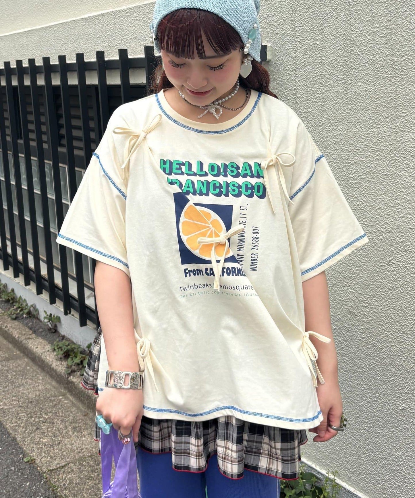 HELLO.SANFRANCISCO/ハローサンフランシスコ 褶襉蝴蝶結印花 短袖T恤