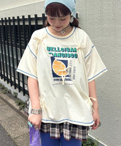 HELLO.SANFRANCISCO/ハローサンフランシスコ 褶襉蝴蝶結印花 短袖T恤