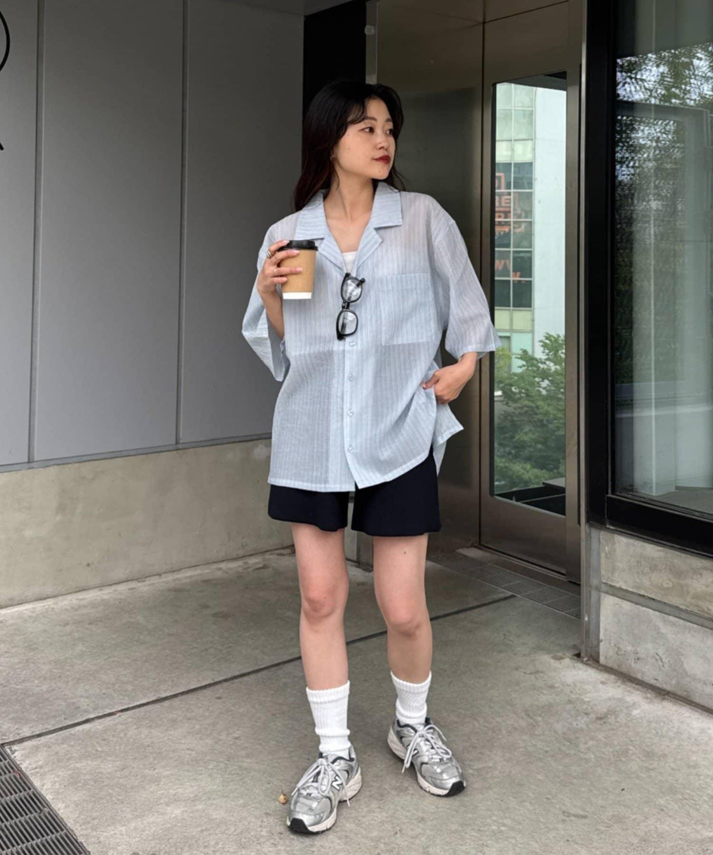 UNISEX 透感開領襯衫