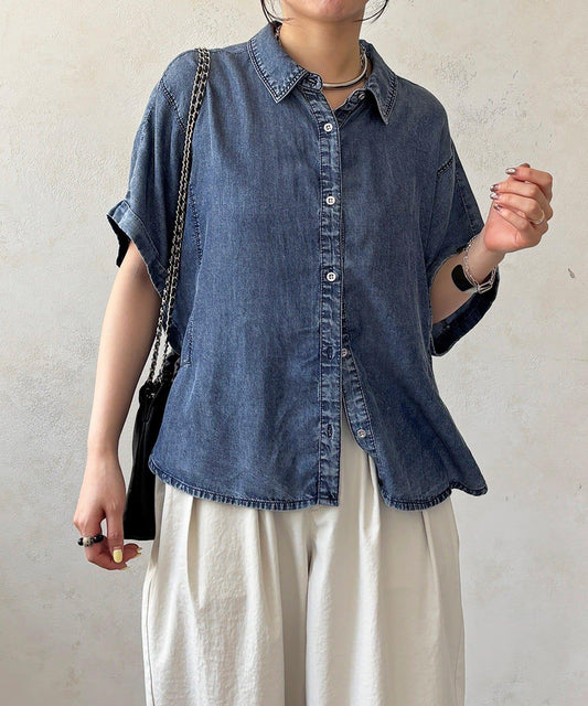 牛仔半袖襯衫