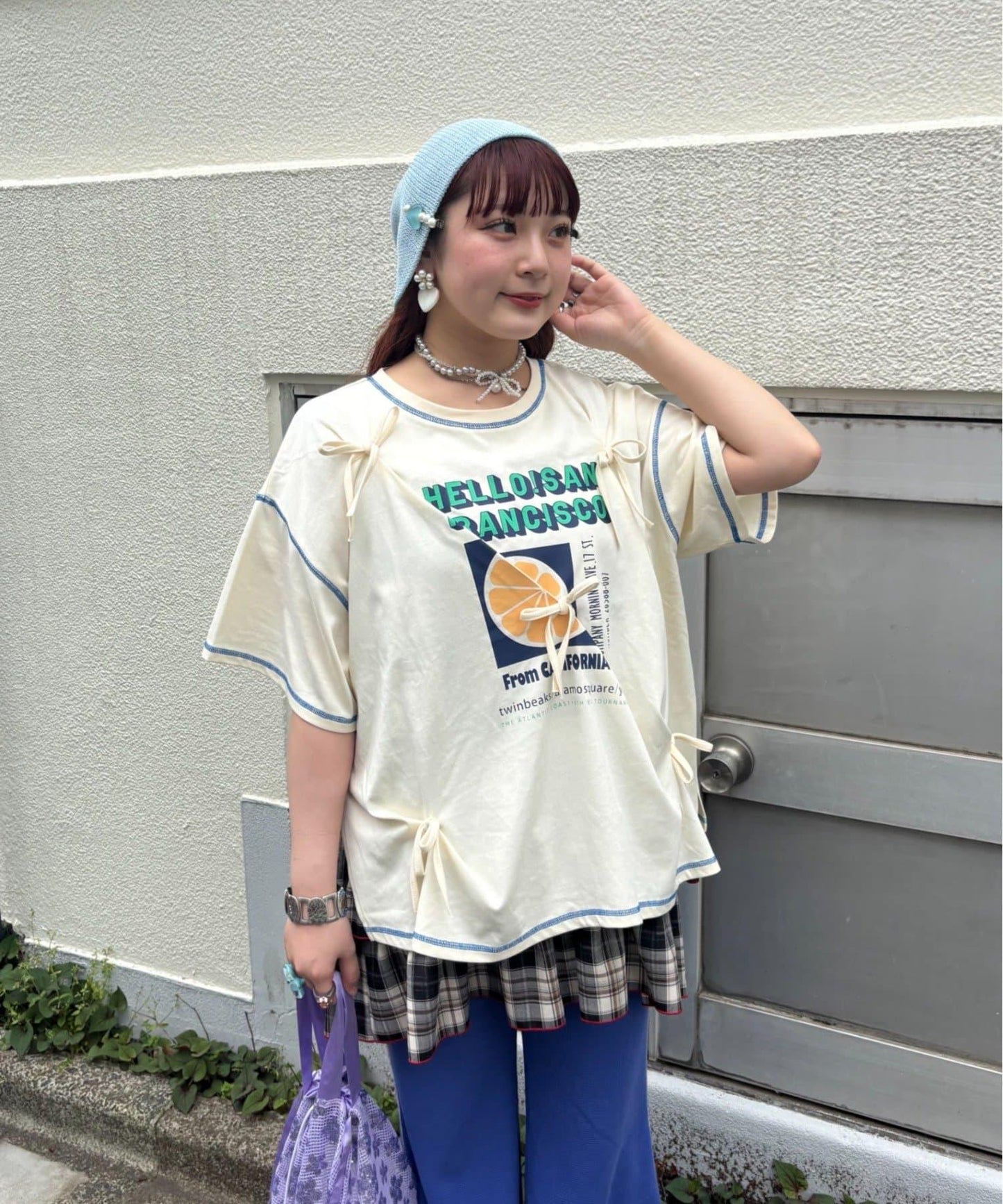HELLO.SANFRANCISCO/ハローサンフランシスコ 褶襉蝴蝶結印花 短袖T恤