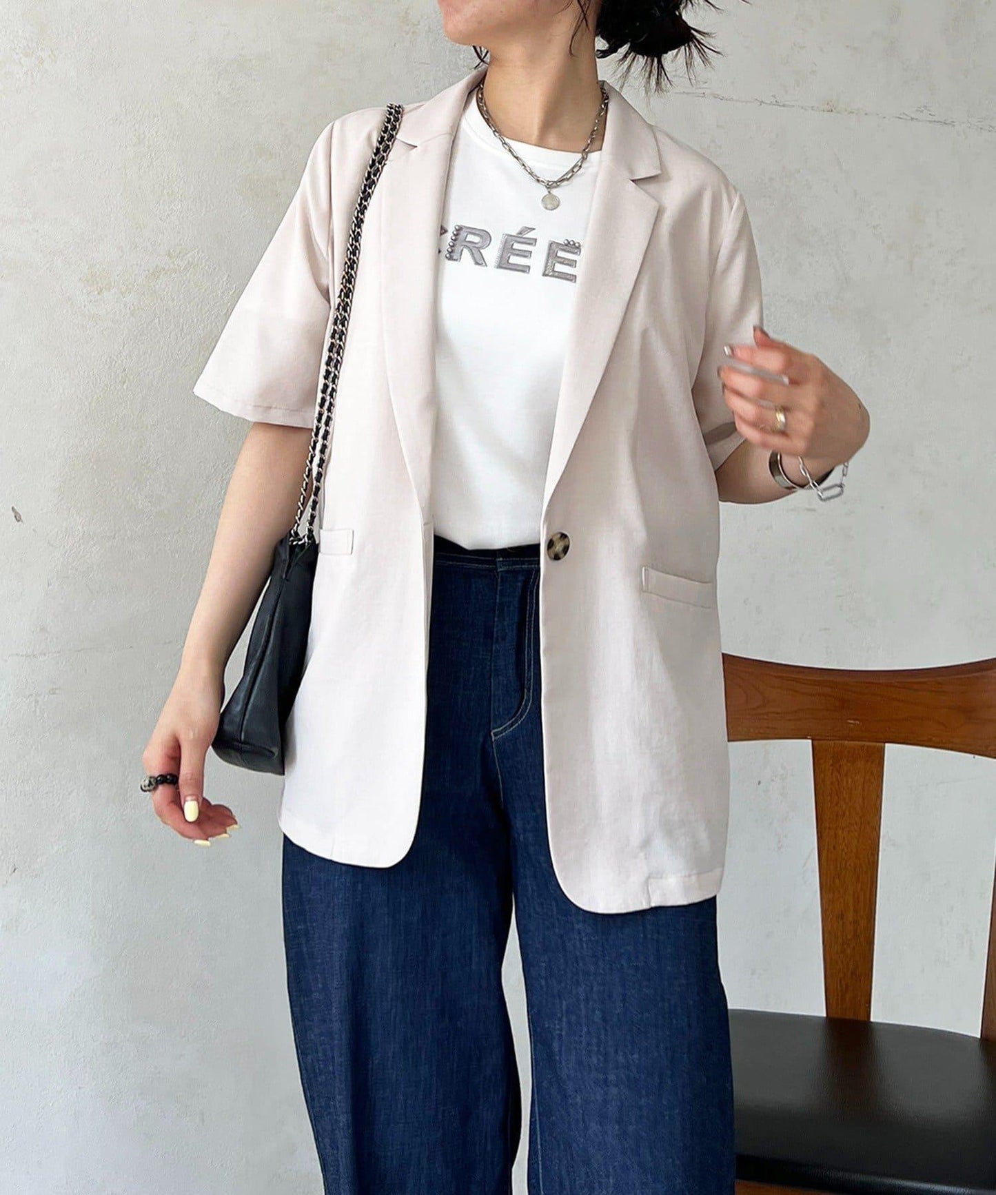 單排扣短袖夾克