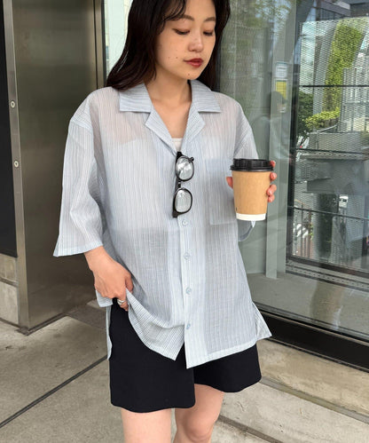 UNISEX 透感開領襯衫