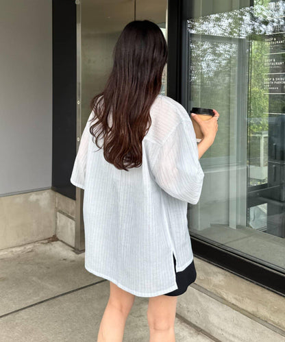 UNISEX 透感開領襯衫