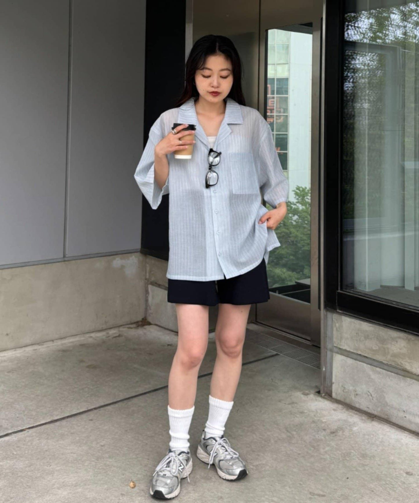 UNISEX 透感開領襯衫