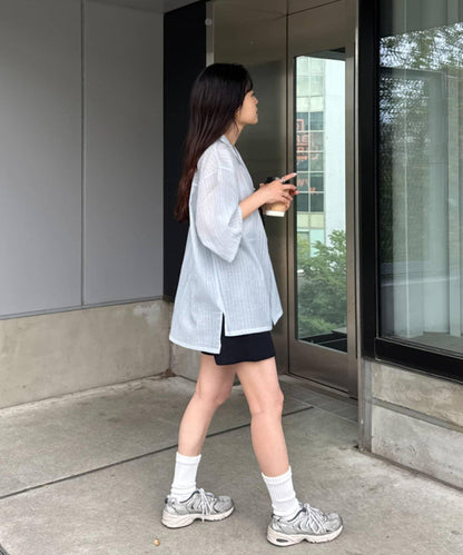 UNISEX 透感開領襯衫
