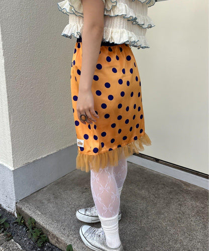 HELLO.SANFRANCISCO/ハローサンフランシスコ 緞面波點網紗 中長半身裙