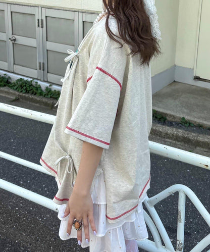HELLO.SANFRANCISCO/ハローサンフランシスコ 褶襉蝴蝶結印花 短袖T恤