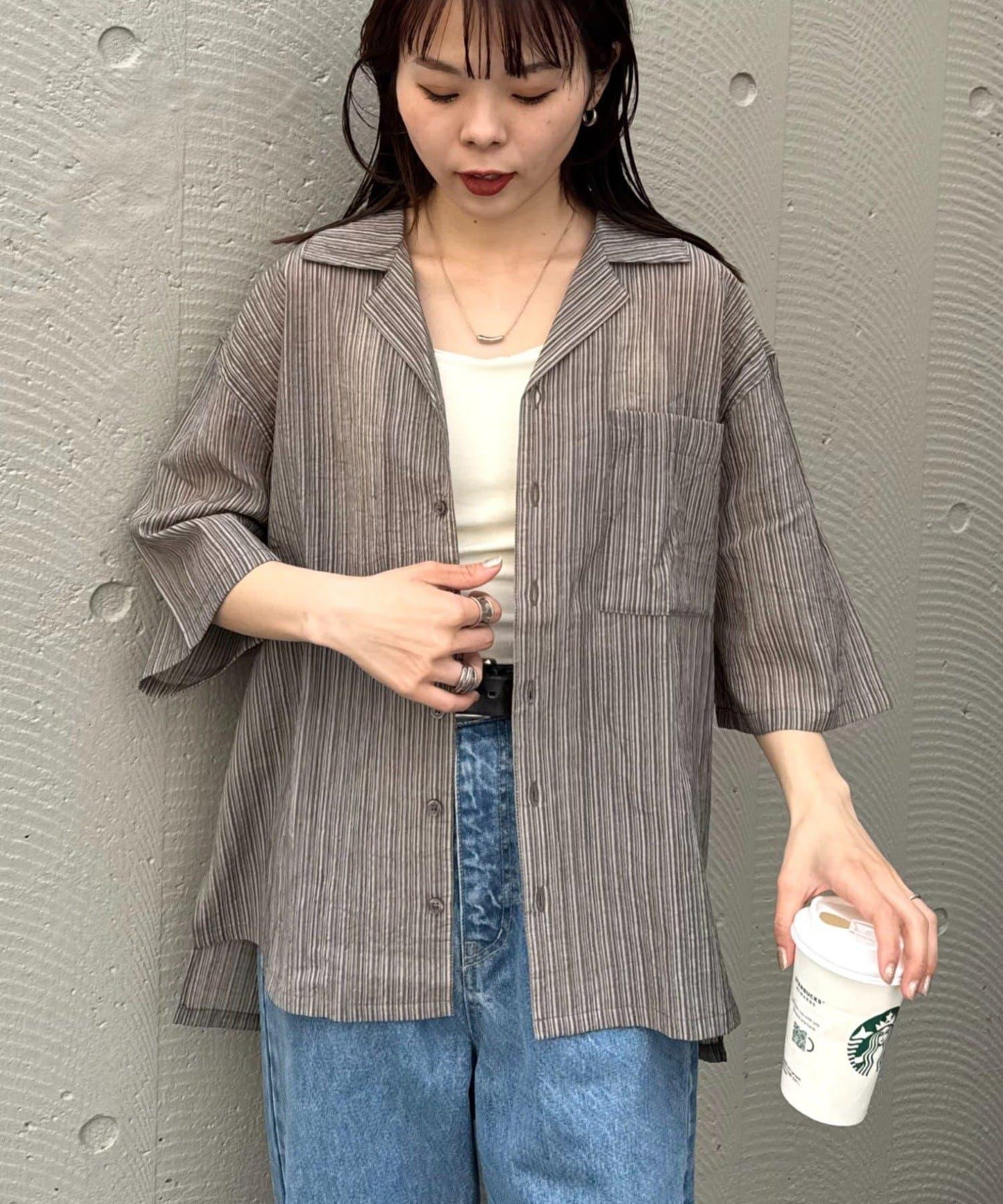 UNISEX 透感開領襯衫