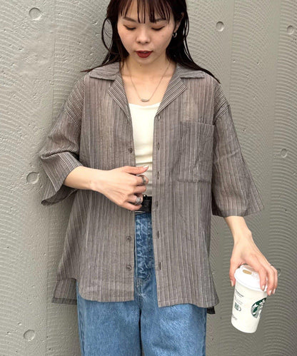 UNISEX 透感開領襯衫