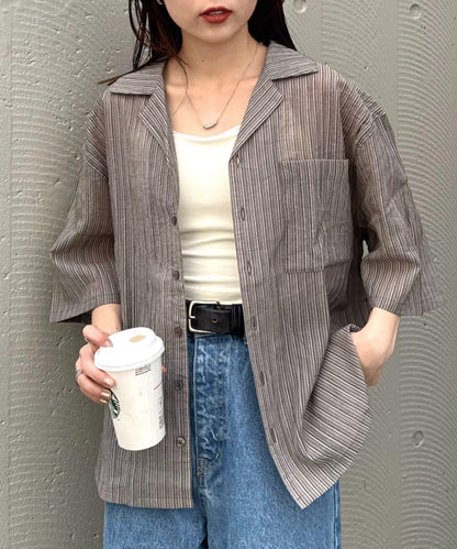 UNISEX 透感開領襯衫