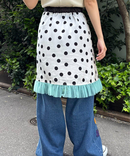 HELLO.SANFRANCISCO/ハローサンフランシスコ 緞面波點網紗 中長半身裙