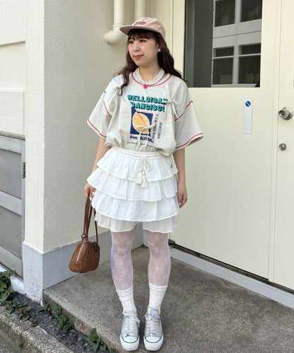 HELLO.SANFRANCISCO/ハローサンフランシスコ 褶襉蝴蝶結印花 短袖T恤