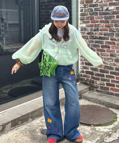 HELLO.SANFRANCISCO 圓點荷葉邊透紗連帽外套