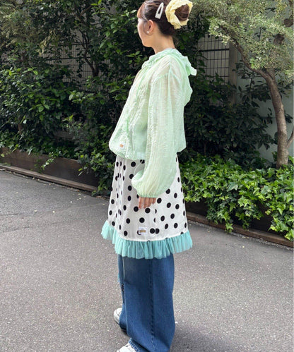 HELLO.SANFRANCISCO/ハローサンフランシスコ 緞面波點網紗 中長半身裙
