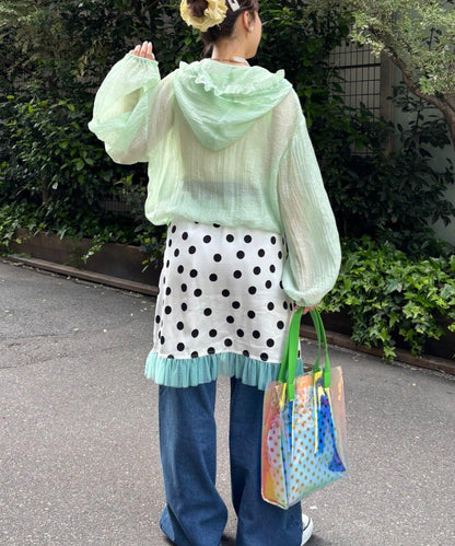 HELLO.SANFRANCISCO/ハローサンフランシスコ 緞面波點網紗 中長半身裙