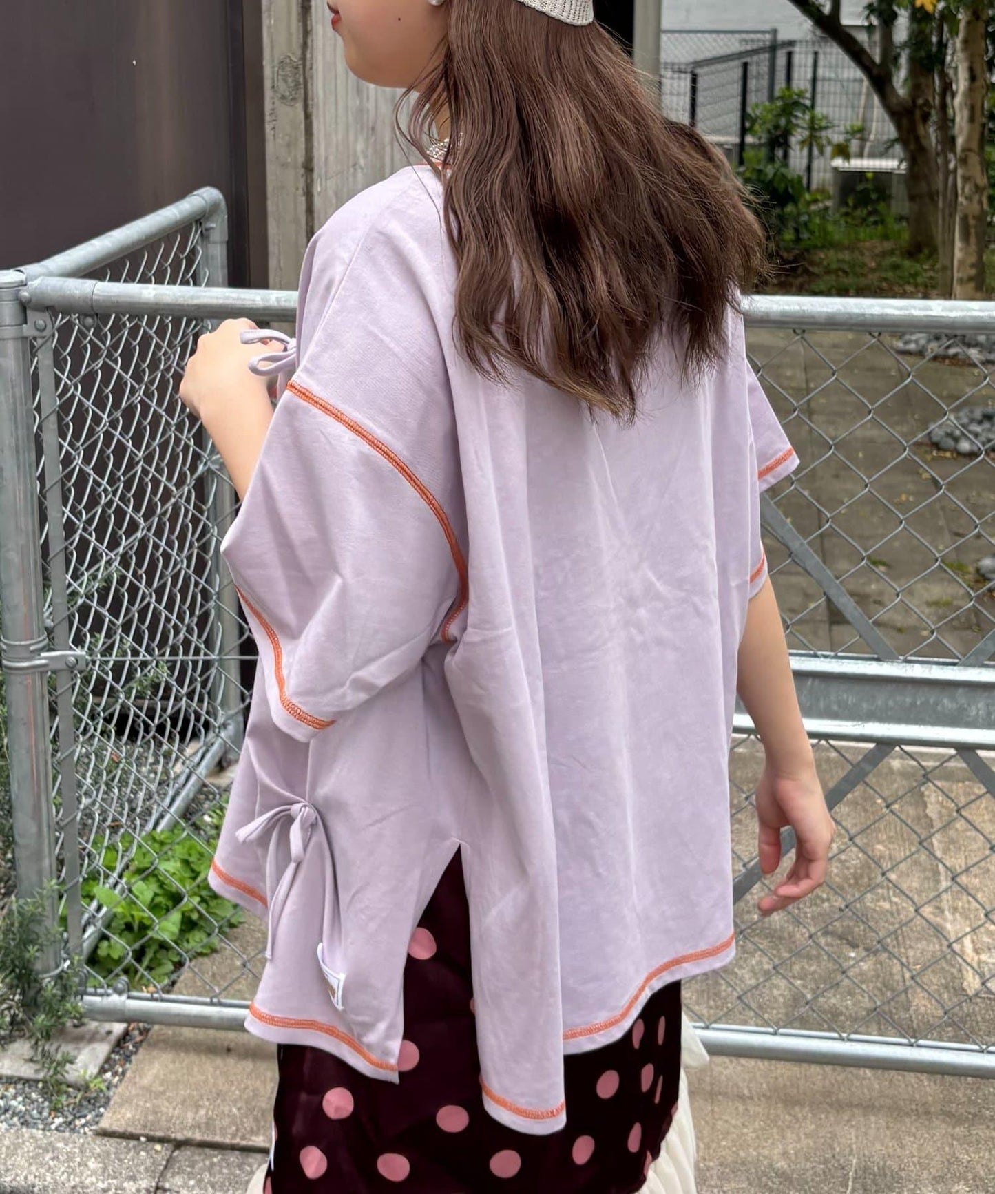 HELLO.SANFRANCISCO/ハローサンフランシスコ 褶襉蝴蝶結印花 短袖T恤