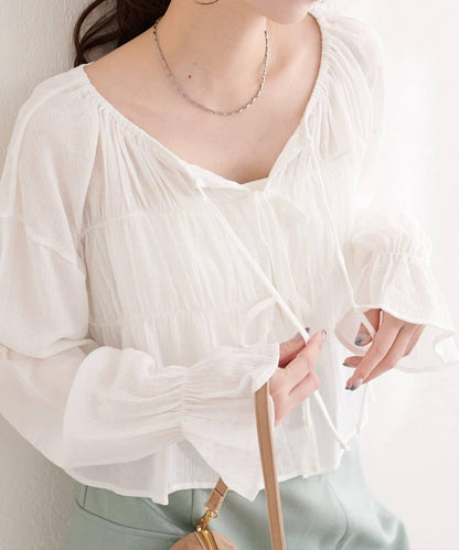 natural couture 楊柳褶皺 蝴蝶結 女襯衫