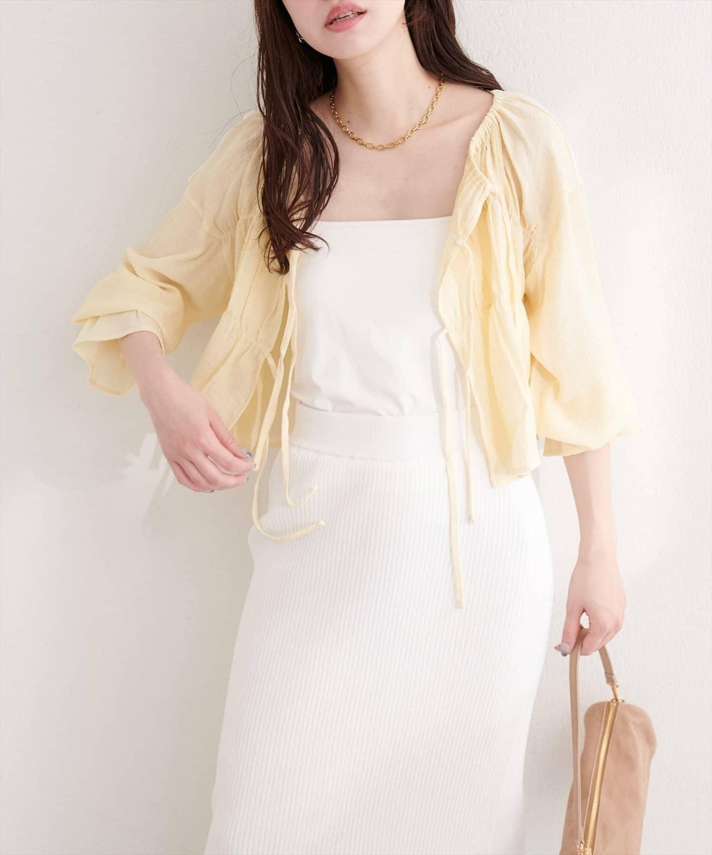 natural couture 楊柳褶皺 蝴蝶結 女襯衫