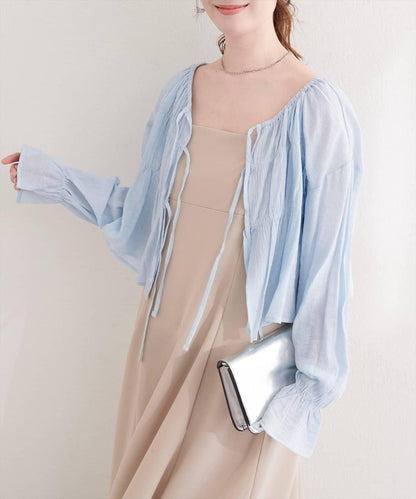 natural couture 楊柳褶皺 蝴蝶結 女襯衫