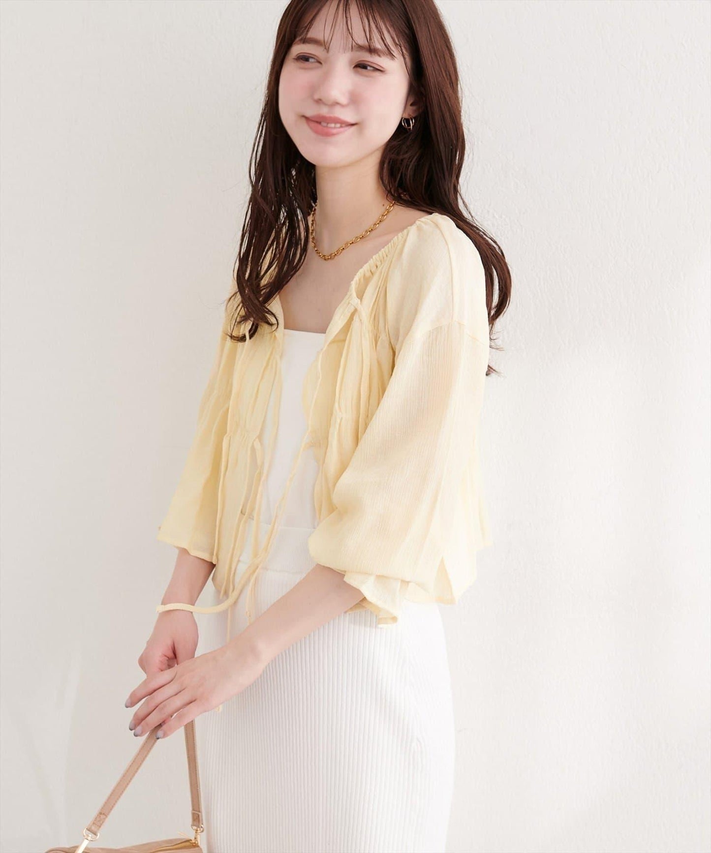natural couture 楊柳褶皺 蝴蝶結 女襯衫
