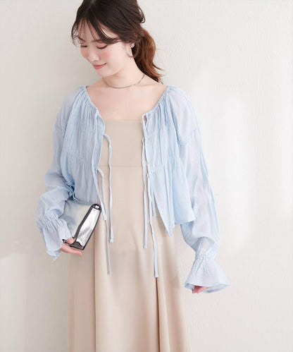 natural couture 楊柳褶皺 蝴蝶結 女襯衫