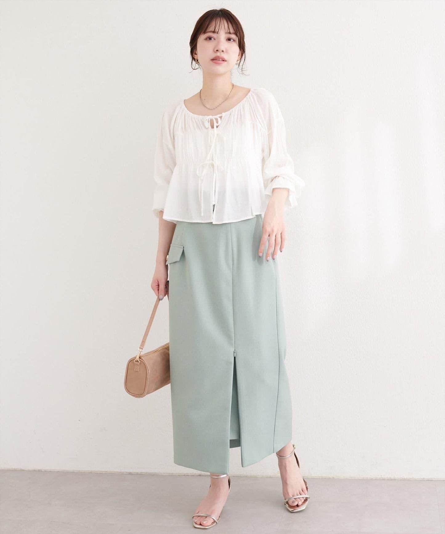 natural couture 楊柳褶皺 蝴蝶結 女襯衫