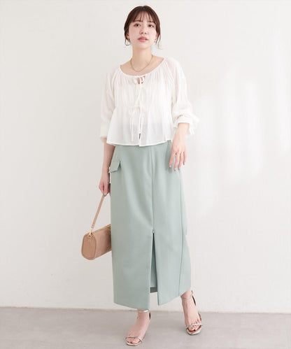 natural couture 楊柳褶皺 蝴蝶結 女襯衫