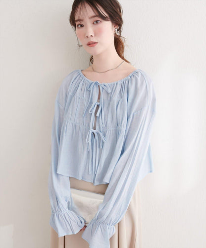 natural couture 楊柳褶皺 蝴蝶結 女襯衫