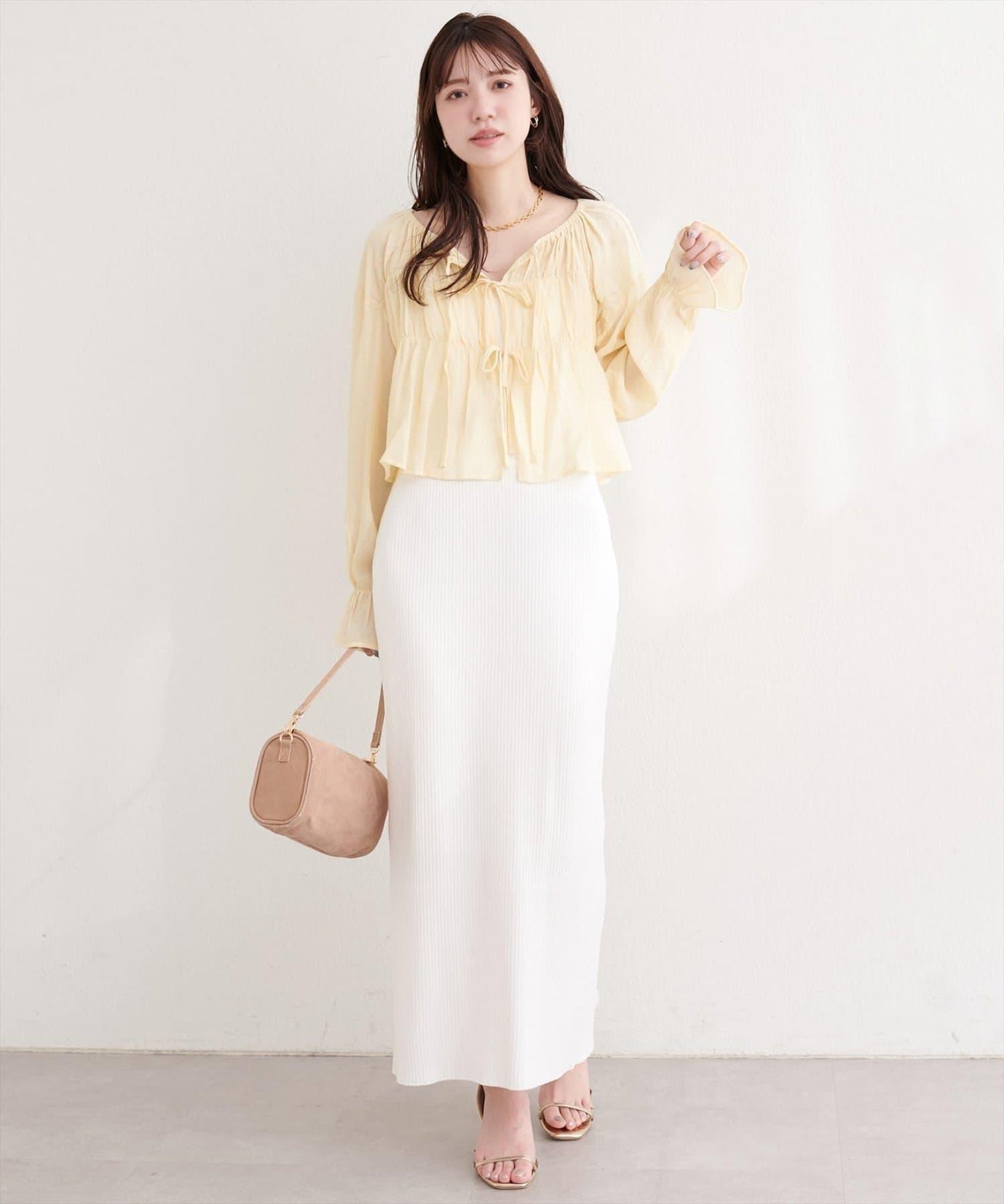 natural couture 楊柳褶皺 蝴蝶結 女襯衫
