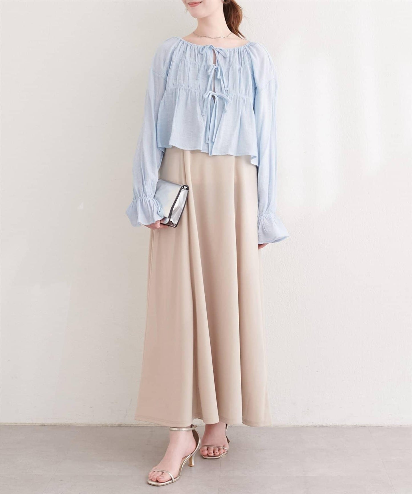 natural couture 楊柳褶皺 蝴蝶結 女襯衫