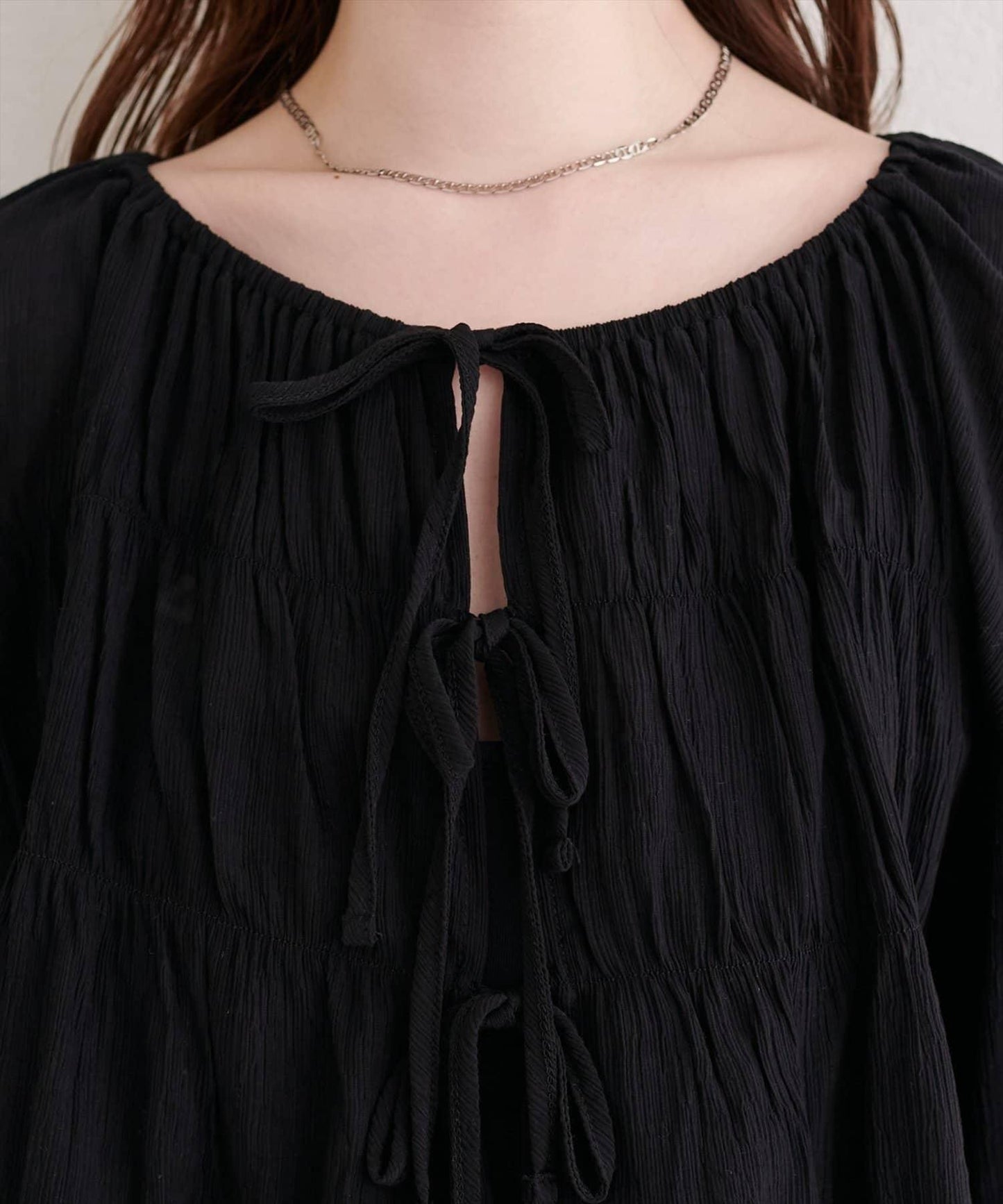 natural couture 楊柳褶皺 蝴蝶結 女襯衫