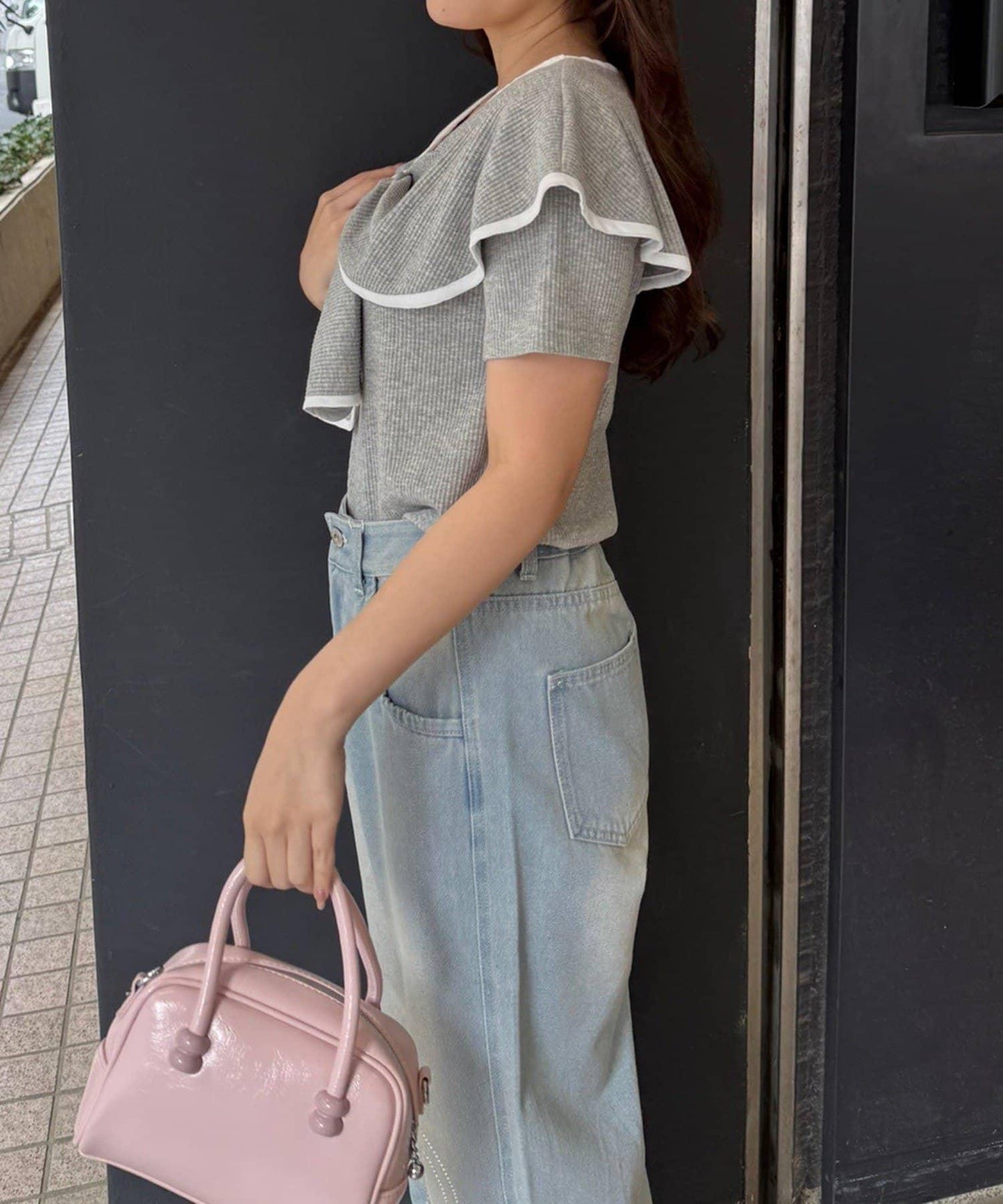 短袖 蝴蝶結設計 上衣
