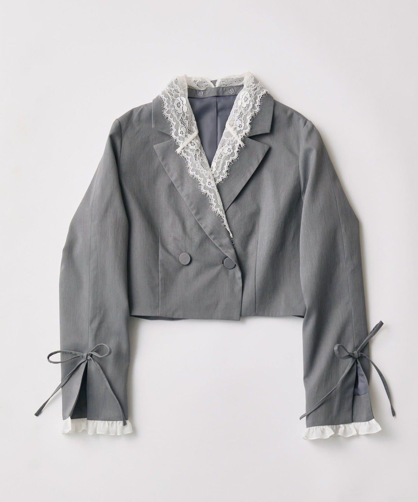 OLIVE des OLIVE 短款蕾絲領西裝外套