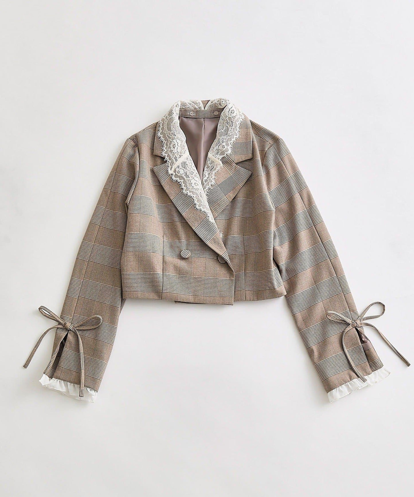 OLIVE des OLIVE 短款蕾絲領西裝外套