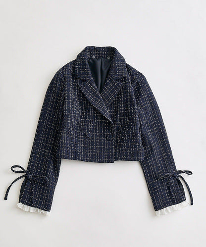 OLIVE des OLIVE 短款蕾絲領西裝外套
