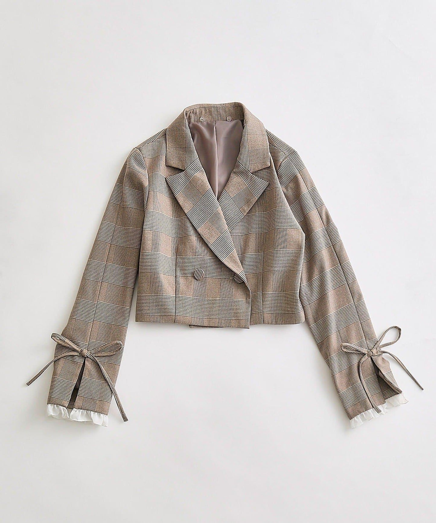 OLIVE des OLIVE 短款蕾絲領西裝外套
