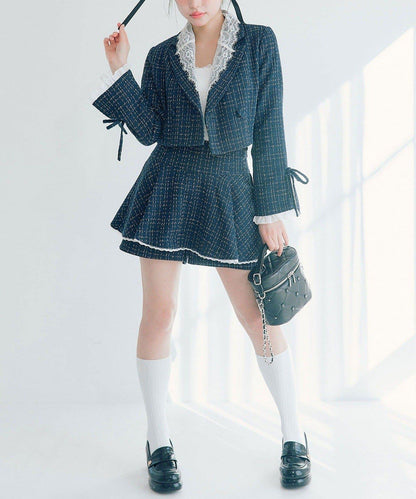 OLIVE des OLIVE 短款蕾絲領西裝外套