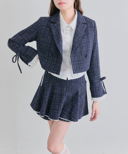 OLIVE des OLIVE 短款蕾絲領西裝外套