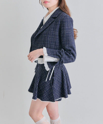 OLIVE des OLIVE 短款蕾絲領西裝外套