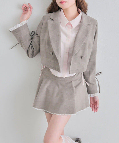 OLIVE des OLIVE 短款蕾絲領西裝外套