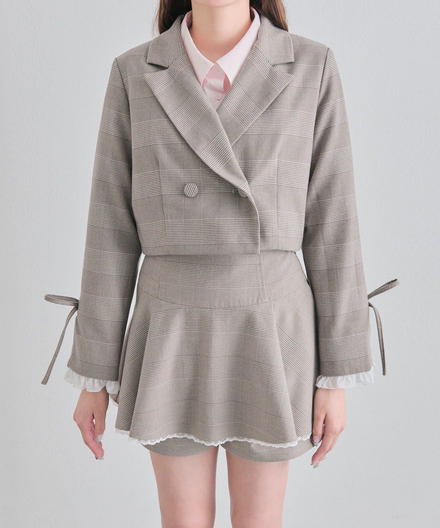 OLIVE des OLIVE 短款蕾絲領西裝外套