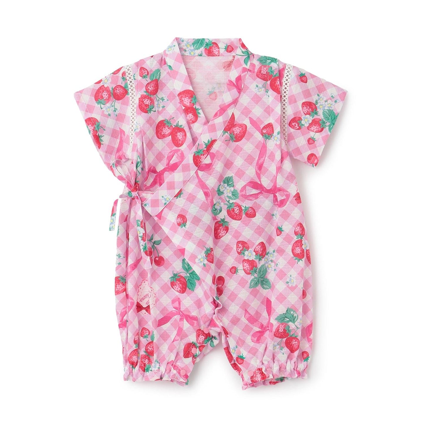 格紋草莓圖案 和服連體衣
