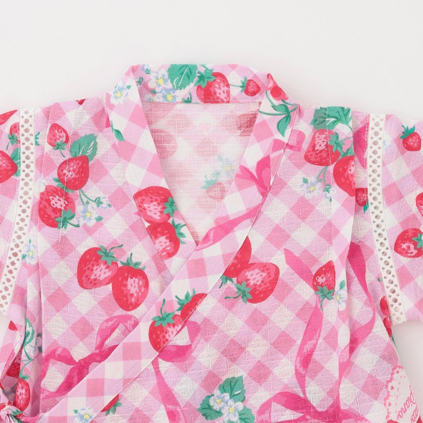 格紋草莓圖案 和服連體衣