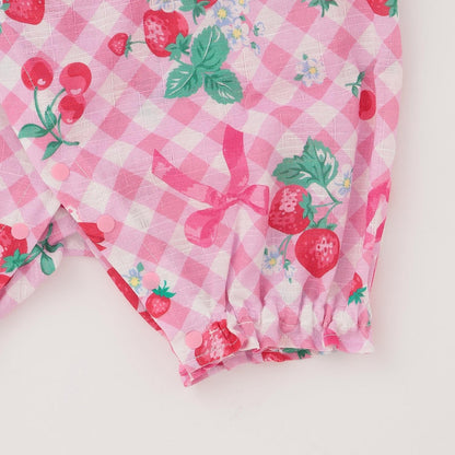 格紋草莓圖案 和服連體衣